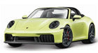 Lime green diecast model car in 1:18 scale, sporting convertible Porsche design