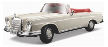 1:18 scale diecast classic white convertible model car with red interior, detailed finish