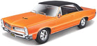 1:18 scale diecast orange classic muscle car model with black roof and chrome wheels