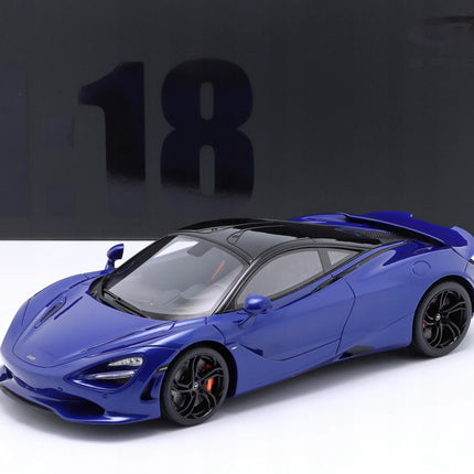 McLaren 750S Coupe 2023 Aurora Blue GT Spirit 1:18 Diecast Car Model Costumized