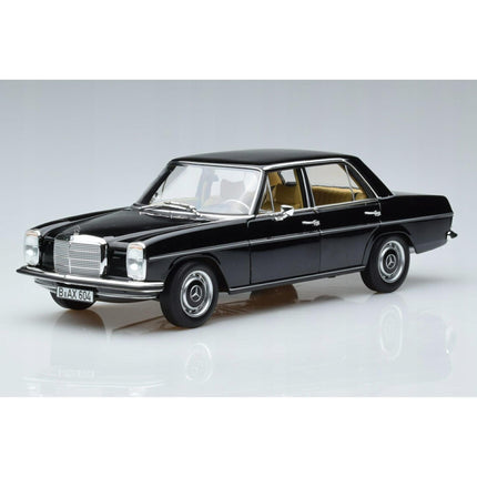 Mercedes-Benz 200/8 (W115) 1968 Black Diecast Model Car - Norev 1:18, Custom Plates