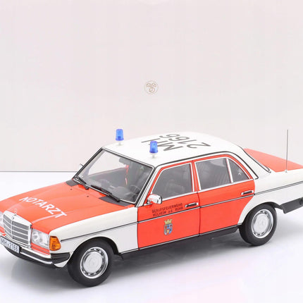 Mercedes-Benz 200 W123 Notarzt Ambulance 1984 Norev 1:18 Diecast Model Car (Custom Plates)