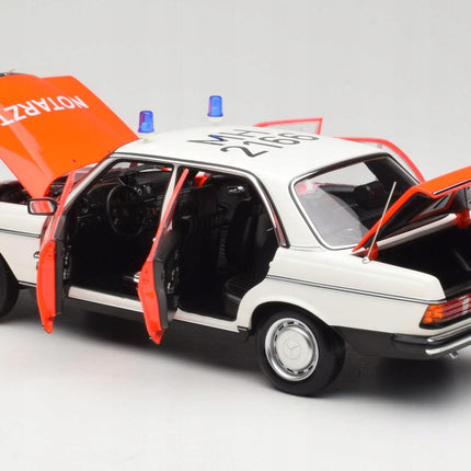 Mercedes-Benz 200 W123 Notarzt Ambulance 1984 Norev 1:18 Diecast Model Car (Custom Plates)