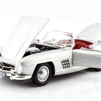 Mercedes-Benz 300 SL Roadster 1957 Silver Diecast Model Car (1:18 Scale)