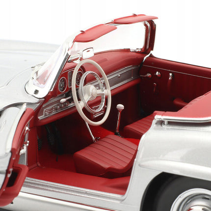 Mercedes-Benz 300 SL Roadster 1957 Silver Diecast Model Car (1:18 Scale)