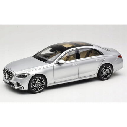 Mercedes-Benz S-Class AMG-Line W223 Diecast Model 1:18, Brilliant Silver, Custom Plates