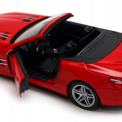 Mercedes-Benz SL500 Convertible 2012 Fireglow Red Welly 1:24 Diecast Model with Custom Plates