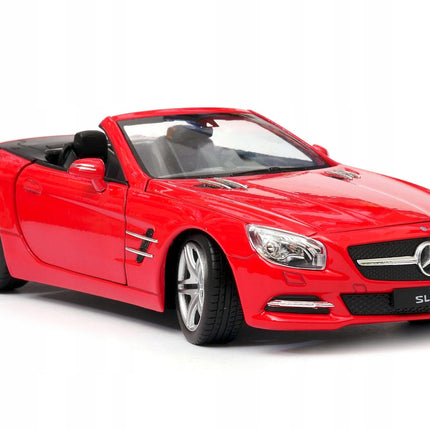 Mercedes-Benz SL500 Convertible 2012 Fireglow Red Welly 1:24 Diecast Model with Custom Plates