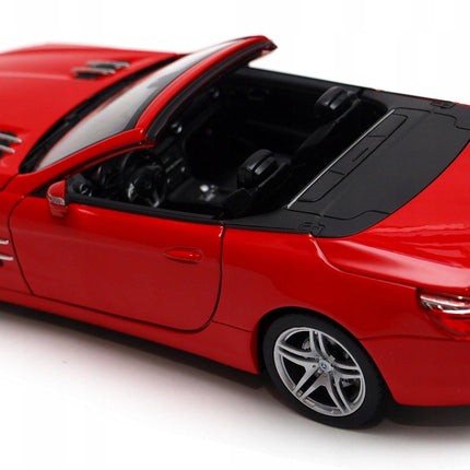Mercedes-Benz SL500 Convertible 2012 Fireglow Red Welly 1:24 Diecast Model with Custom Plates