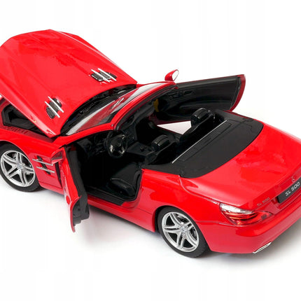 Mercedes-Benz SL500 Convertible 2012 Fireglow Red Welly 1:24 Diecast Model with Custom Plates