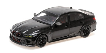 1:18 scale black diecast model sports sedan with detailed wheels and red accents
