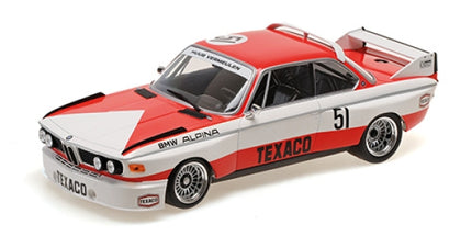 1:18 scale diecast BMW Alpina racing car model, Texaco livery, white and red, number 51.
