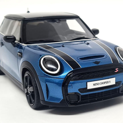 Mini Cooper S (F56) Island Blue 1:18 Diecast Model Car with Custom Plates