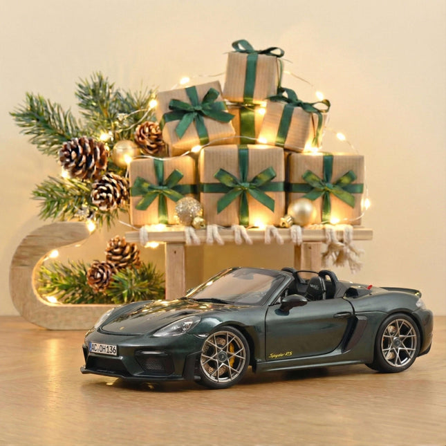 NOREV Porsche 718 Spyder RS Weissach Pack 2023 Dark Green Metallic 1:18 Diecast Convertible Model 187272
