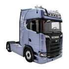 1:18 scale diecast model of a blue Scania truck cab with detailed exterior features