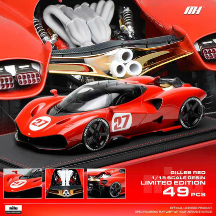 Motorhelix Nilu27 Red 1:18 Resin Model Car - detailed model car replica