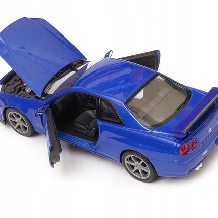 Nissan Skyline GT-R R34 Welly 1:24 Diecast Model Car Metal Collector Scale Model with Custom Plates