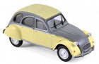 Diecast model car in yellow and gray, classic four-door sedan, 1:18 scale collectible