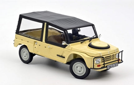 Yellow diecast model car with black roof and detailed interior on white background