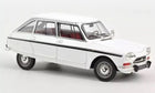 White classic diecast model car with black detailing, 1:18 scale collectible vehicle.