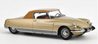 Gold and bronze diecast model car in 1:18 scale with vintage design, front side view