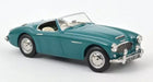 Teal 1:18 scale classic convertible diecast model car with chrome details on white background