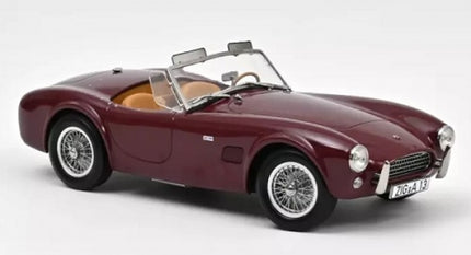 1:18 scale burgundy classic convertible diecast model car with wire wheels and tan interior