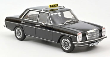1:18 scale diecast model black classic Mercedes taxi with roof sign, detailed exterior