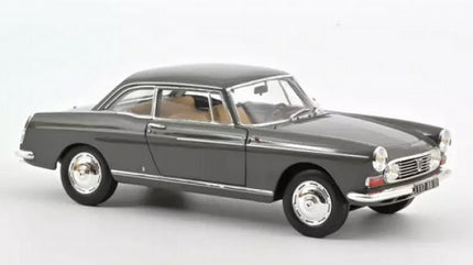1:18 scale classic grey diecast model car with chrome details and beige interior