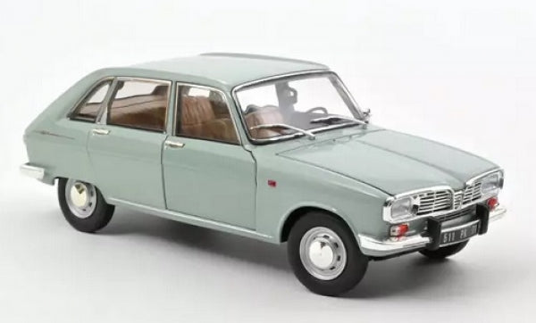 1:18 scale diecast light blue classic car model with detailed interior, four doors, chrome trim