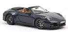 1:18 scale dark blue Porsche convertible diecast model car with tan interior