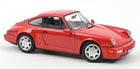 Red Porsche 911 diecast model car in 1:18 scale with silver rims, side view.