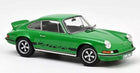 Green diecast Porsche 911 Carrera model car in 1:18 scale with black detailing