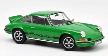 Green diecast model car in 1:18 scale with Carrera graphics and classic Porsche styling
