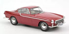 Red classic diecast model car with chrome details, 1:18 scale, displayed on white background