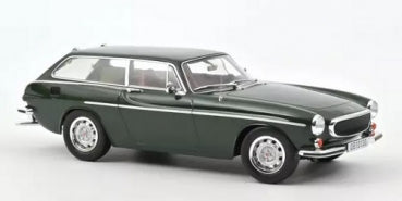 Green classic station wagon diecast model car with chrome trim, displayed on white background.