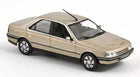 1:18 scale beige diecast model sedan car, four-door, detailed wheels, clear windows