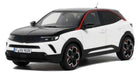1:18 scale diecast model car in white and black with red accents, modern SUV design