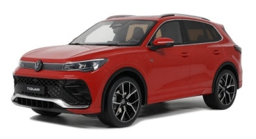 Red Volkswagen Tiguan diecast model car in 1:18 scale with detailed features