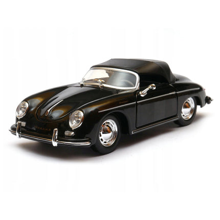 Porsche 356A Speedster 1956 Black with Black Soft Top Welly 1:24 Diecast Model with Custom Plates