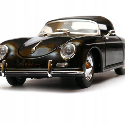 Porsche 356A Speedster 1956 Black with Black Soft Top Welly 1:24 Diecast Model with Custom Plates