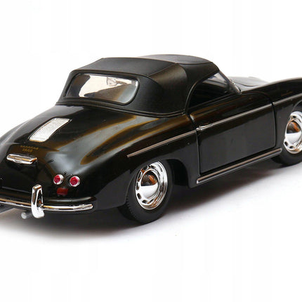 Porsche 356A Speedster 1956 Black with Black Soft Top Welly 1:24 Diecast Model with Custom Plates
