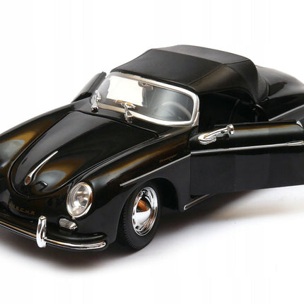 Porsche 356A Speedster 1956 Black with Black Soft Top Welly 1:24 Diecast Model with Custom Plates