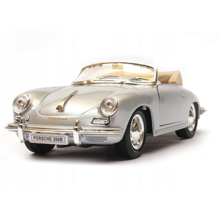 Porsche 356B Silver Welly 1:24 29390 Diecast Model Car Metal Collector Scale Model with Custom Plates