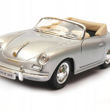 Porsche 356B Silver Welly 1:24 29390 Diecast Model Car Metal Collector Scale Model with Custom Plates