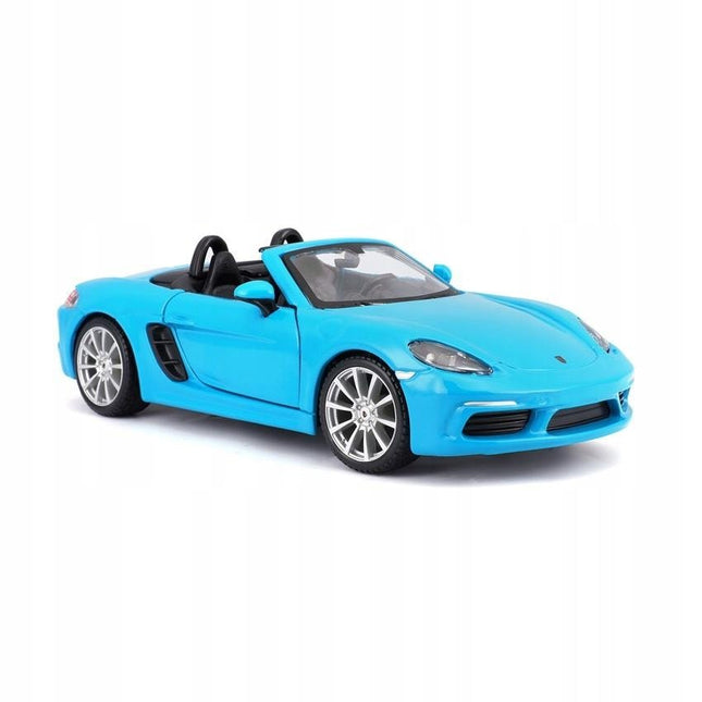 Porsche 718 Boxster Shark Blue 1:24 Diecast Model Car Bburago with Custom License Plate