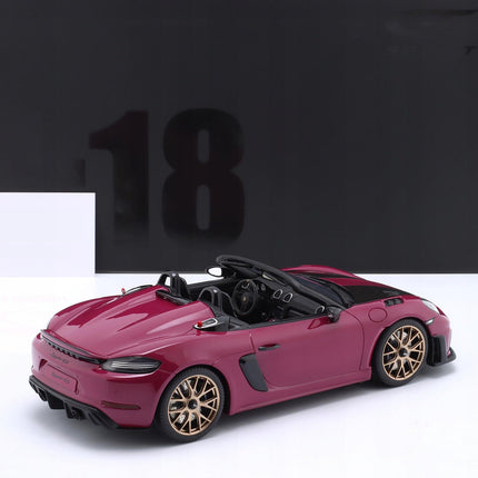 Porsche 718 Spyder RS Weissach 2023, Star Ruby, 1:18 Resin Model (Custom Plates)