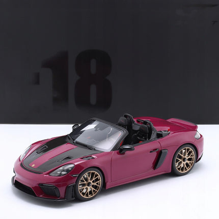 Porsche 718 Spyder RS Weissach 2023, Star Ruby, 1:18 Resin Model (Custom Plates)