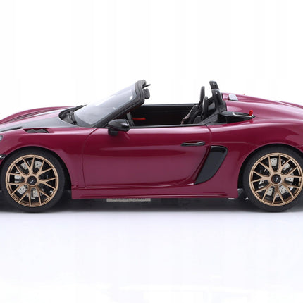 Porsche 718 Spyder RS Weissach 2023, Star Ruby, 1:18 Resin Model (Custom Plates)
