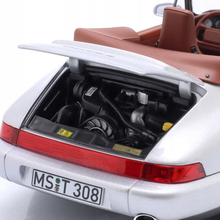 Porsche 911 (964) Carrera 2 Cabriolet 1990 Silver Diecast Model Car with Custom Plates